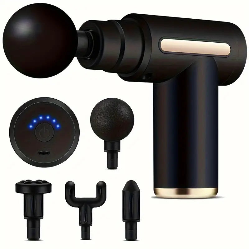 LED Touch Screen Portable Massage Gun with 4 Interchangeable Heads, USB Rechargeable, Muscle Relaxer and Fascia Massager