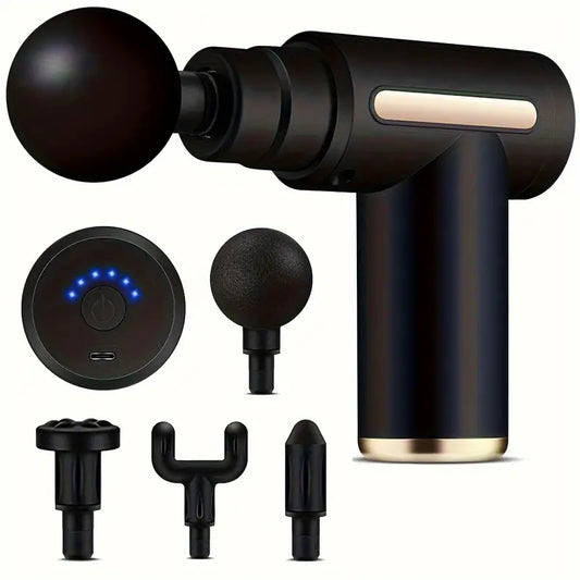 LED Touch Screen Portable Massage Gun with 4 Interchangeable Heads, USB Rechargeable, Muscle Relaxer and Fascia Massager