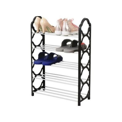 Stackable 5-Tier Shoe Shelf | Compact Shoe Organizer for Men & Women, Fits Narrow Spaces